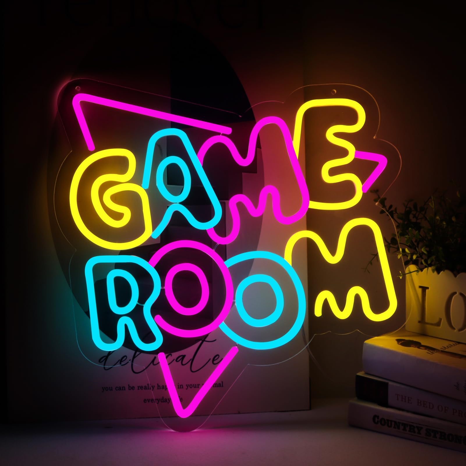 17.7"x18.2" Large Size Game Room Neon Signs Colorful LED，USB Neon Lights for Game Zone Party Decor Bedroom Gaming Wall
