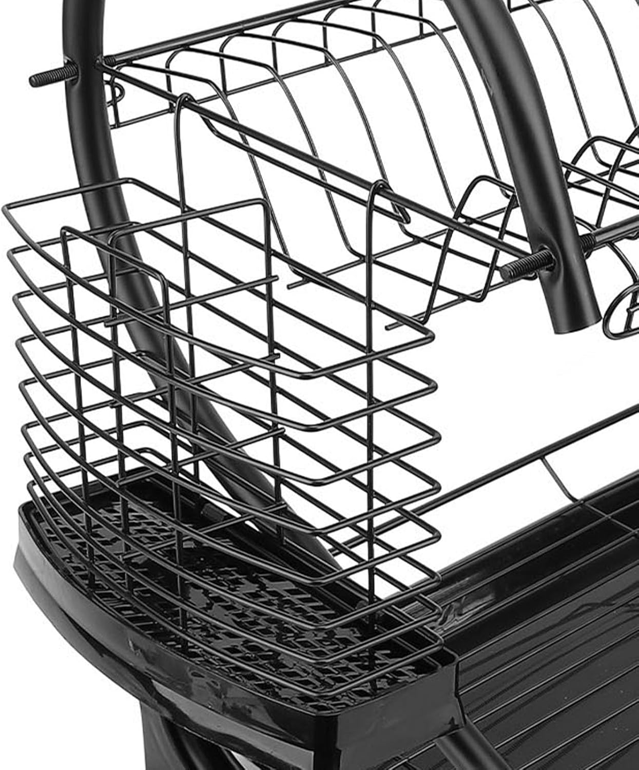 Dish Drying Rack, 2 Tier Iron Large Capacity Dish Racks with Cutlery & Cup Holder & Drainboard, Kitchen Sink Rack | Dish Drainer Rack | Large Dish Rack for Kitchen Counter