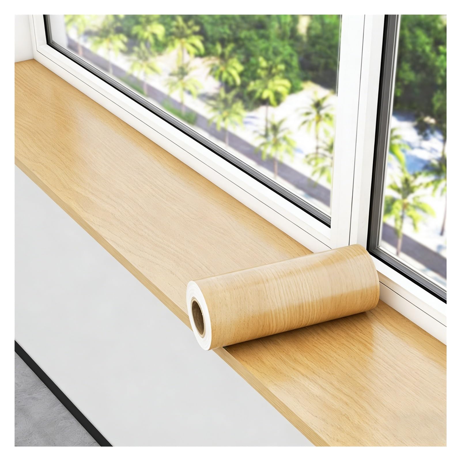 Cubierta autoadhesiva de PVC Tyzlup efecto madera (5mx15cm) impermeable para alféizares y mesas
