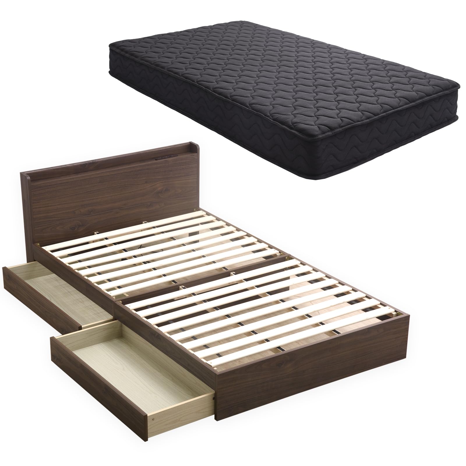 Amazon｜タンスのゲン ベッドフレーム【マットレス付】シングル