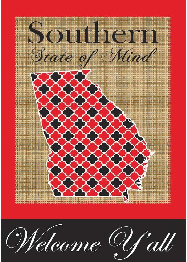 Magnolia Garden Southern State of Mind Georgia 42 x 29 Rectangular Burlap Double Applique Large House Flag