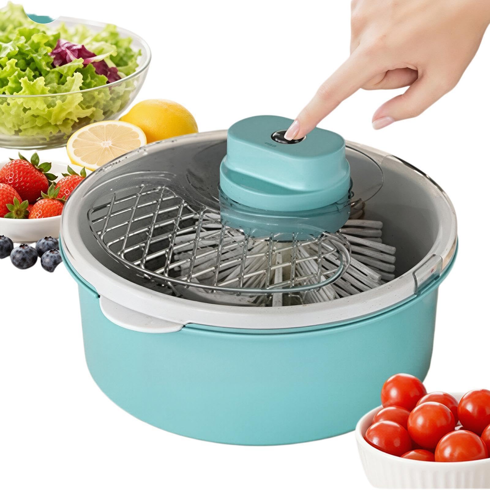 De Verduras a Eléctrica para Alimentos de Gran Capacidad con Centrifugadora | Dispositivo Limpiador de Frutas para Hogar y Cocina Fresas Ensalada Preparación Comidas Picnic