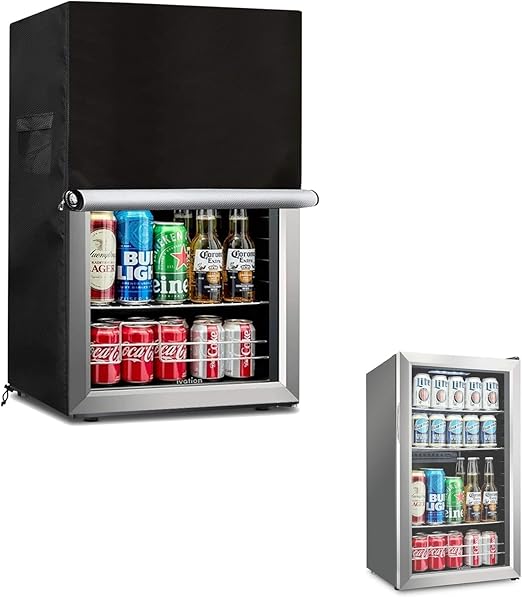 Upright Freezers Cover,Waterproof Outdoor Fridge Cover with Double Zipper for 3.0 Cubic Compact Mini Freezer (22" W x 23" D x 34" H,Black)