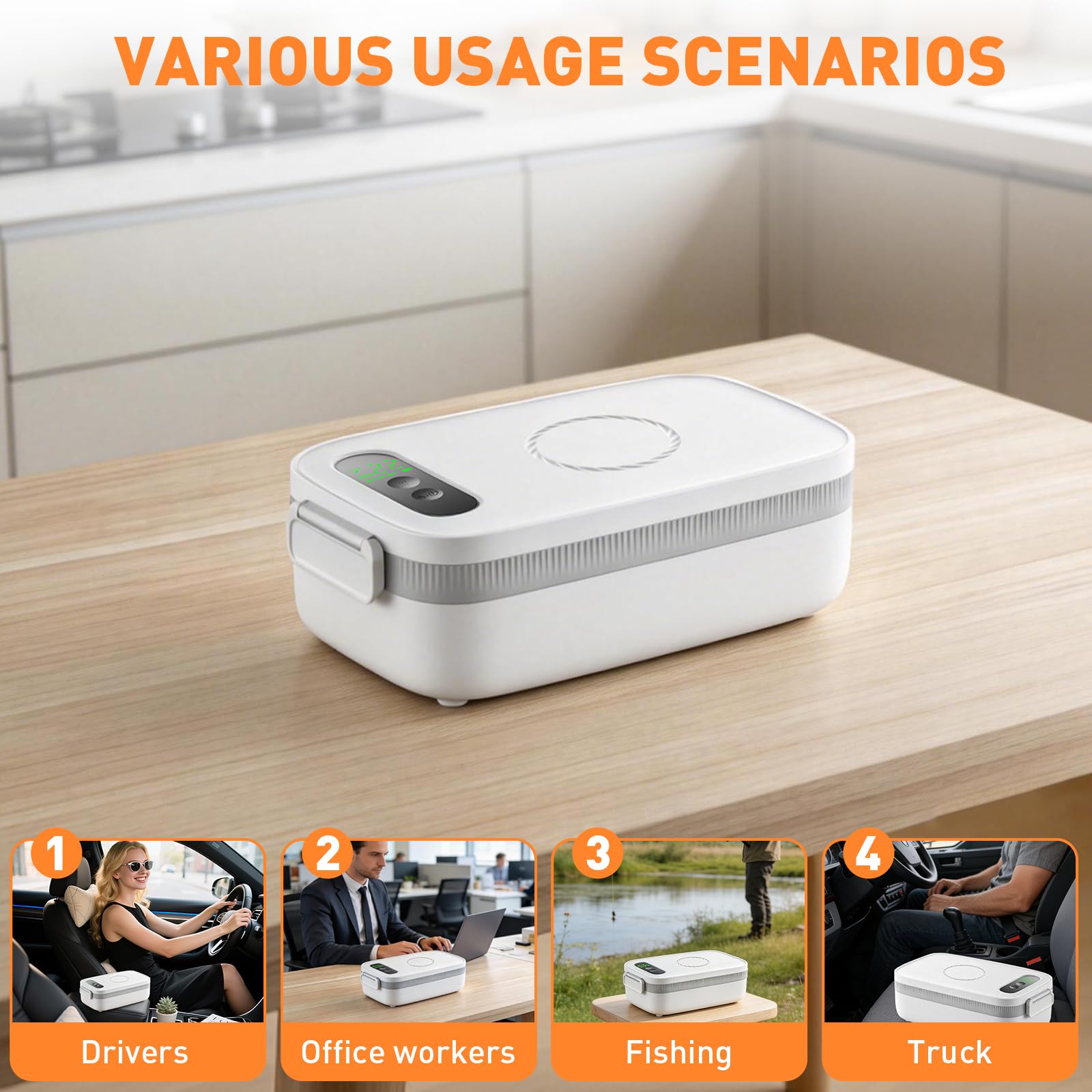 LIROPAU Contenitore per il pranzo elettrico, portatile, 1 l, con timer e funzione di riscaldamento regolabile, per lavoro, famiglia, campeggio, ufficio, auto, viaggi, cantieri