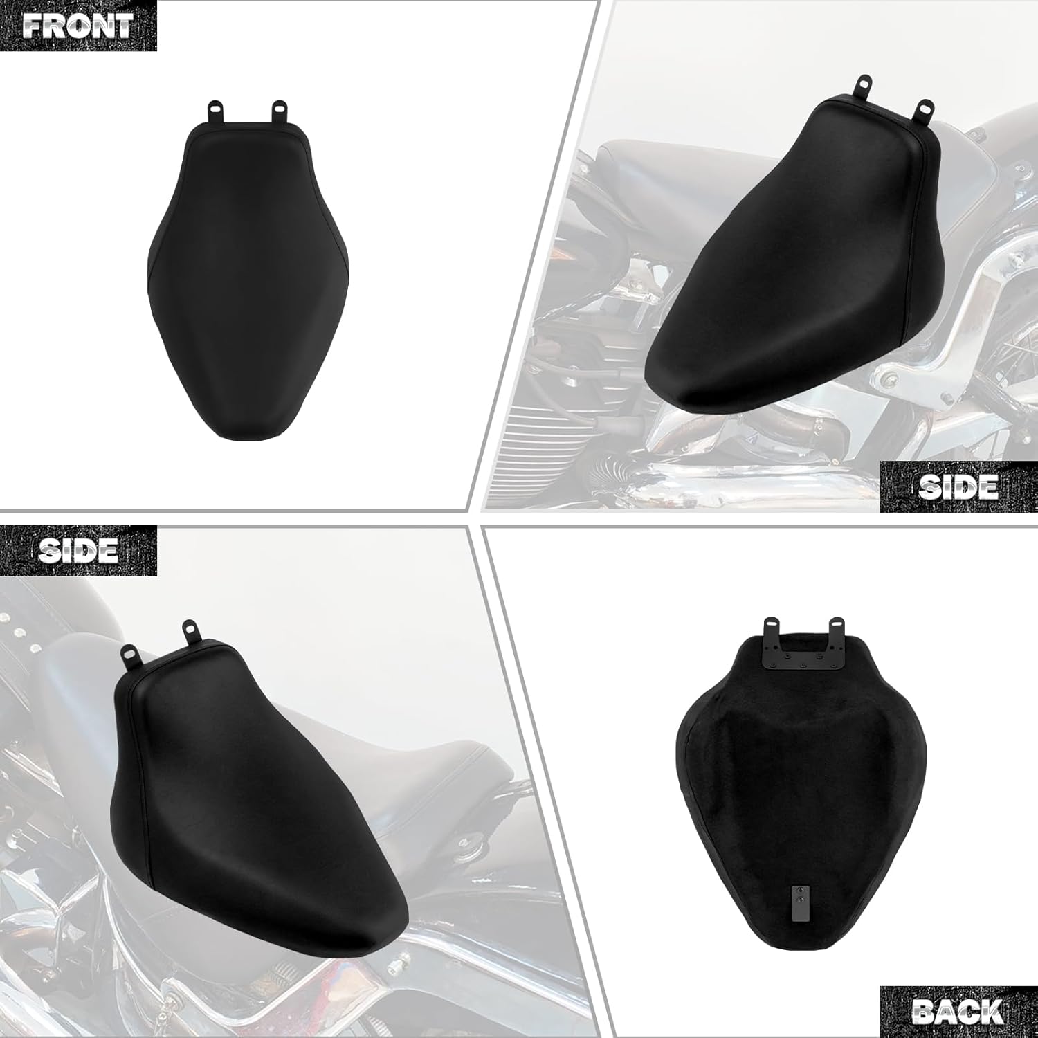 HDBUBALUS Motorcycle Driver Solo Seat Cushion Pillion For Harley 2006-2007 Softail Deluxe FLSTN Heritage Softail Classic FLSTC (Black)