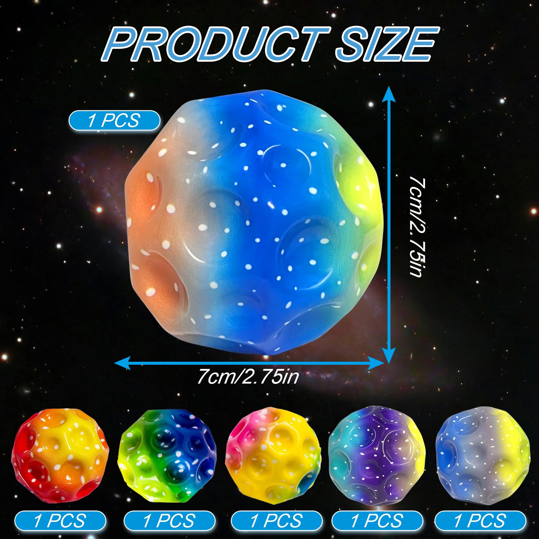 TZEKING 6PCS Astro Jumpl,7 cm,Space Bouncing,Palla Rimbalzante a 6 Colori, Facile da Impugnare, Regalo per Ragazzi e Ragazze, Adatta agli Adulti per Alleviare Lo Stress