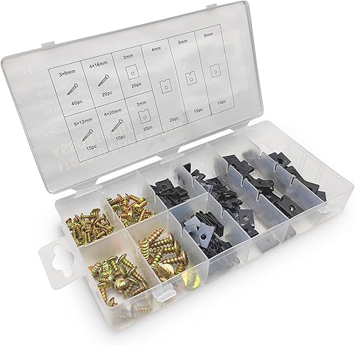 Miniatura 2 de Kit de 170 tornillos de clip en U, clip en U para automóvil con tornillo, tuercas en U para automóvil con tornillo autorroscante, clips en U, juego