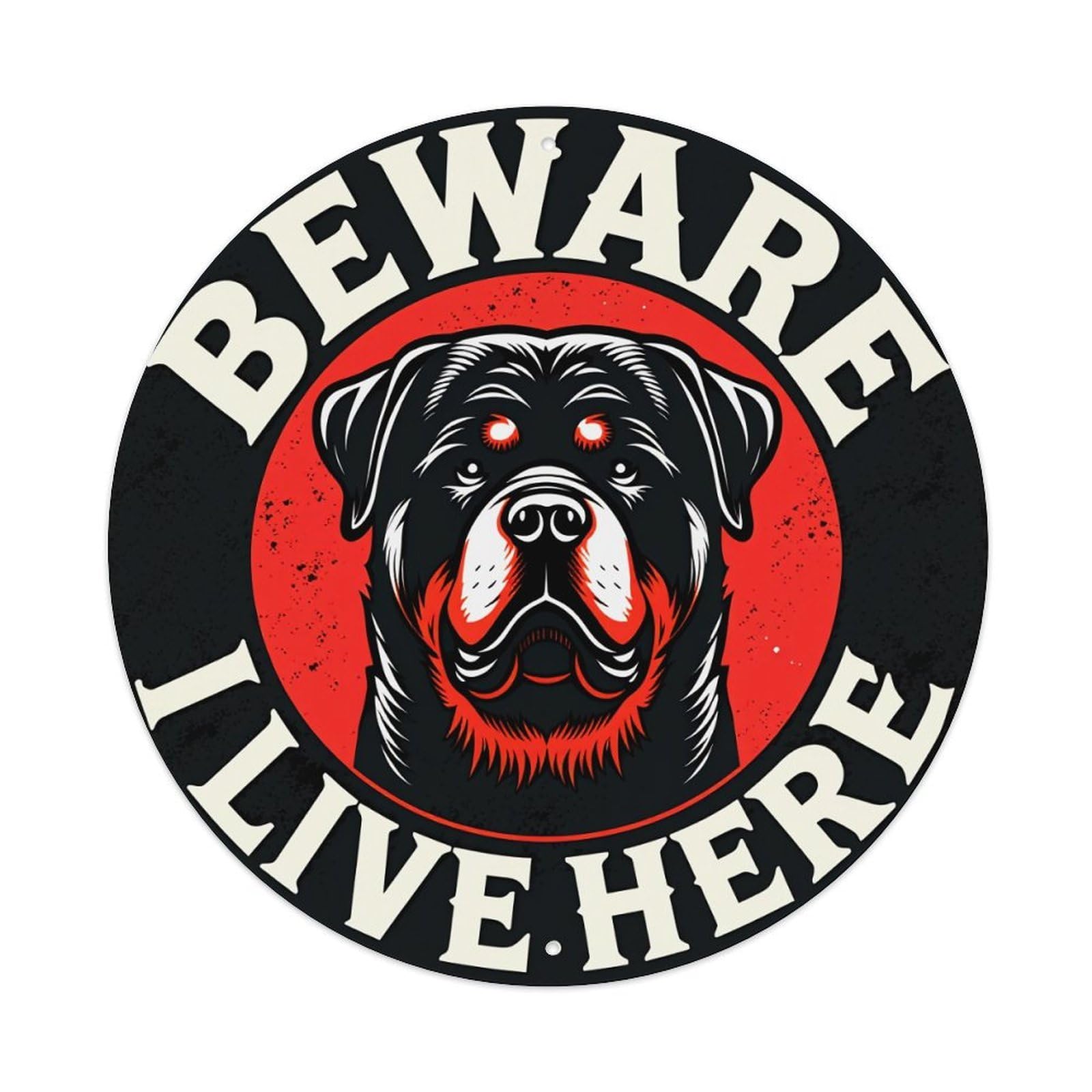 Beware I Live Here Dog Warning Sign Metal Tin Sign Plaque