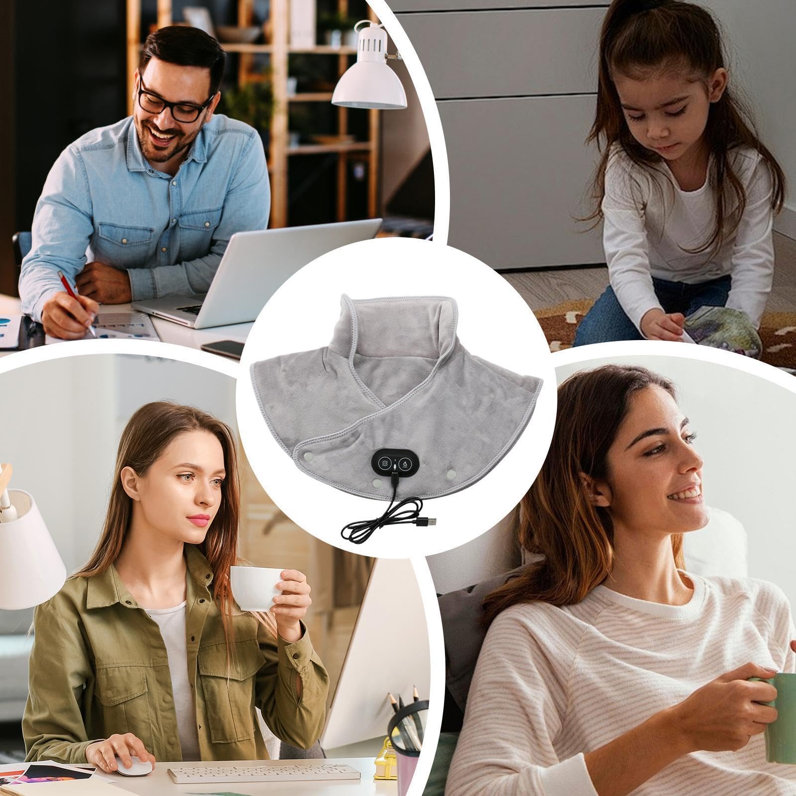 Cuscinetto termico elettrico per spalle, 3 impostazioni di calore, riscaldamento | Scaldacollo con massaggiatore, 3 impostazioni, riscaldamento rapido, spegnimento automatico