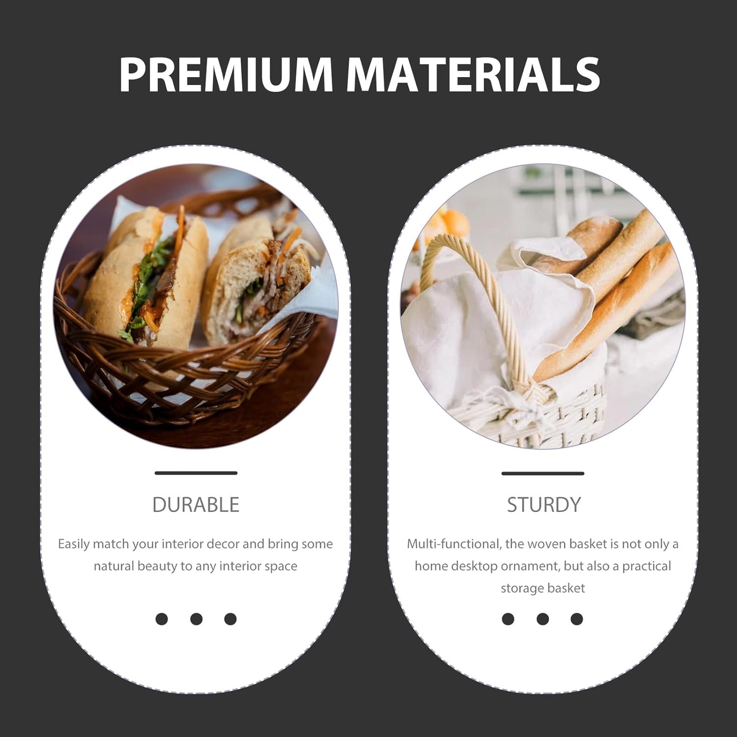 DECHOUS Woven Bread Basket for Serving, Square Rust-resistant Iron Frame with Coating, Small Kitchen Food Serving Basket for Bakery and Home Use