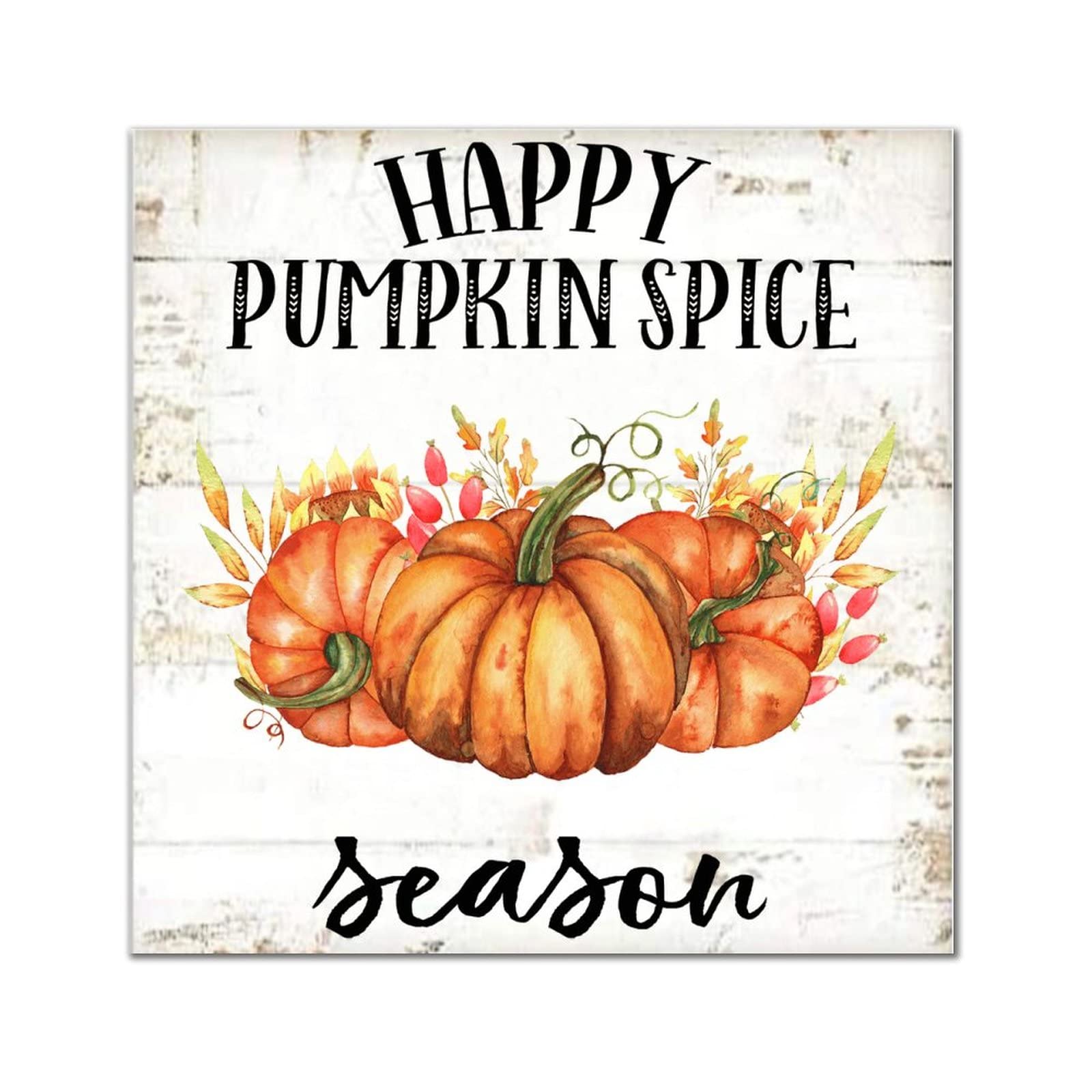 Panneau en bois Happy Pumpkin rustique avec finitions artisanales durables