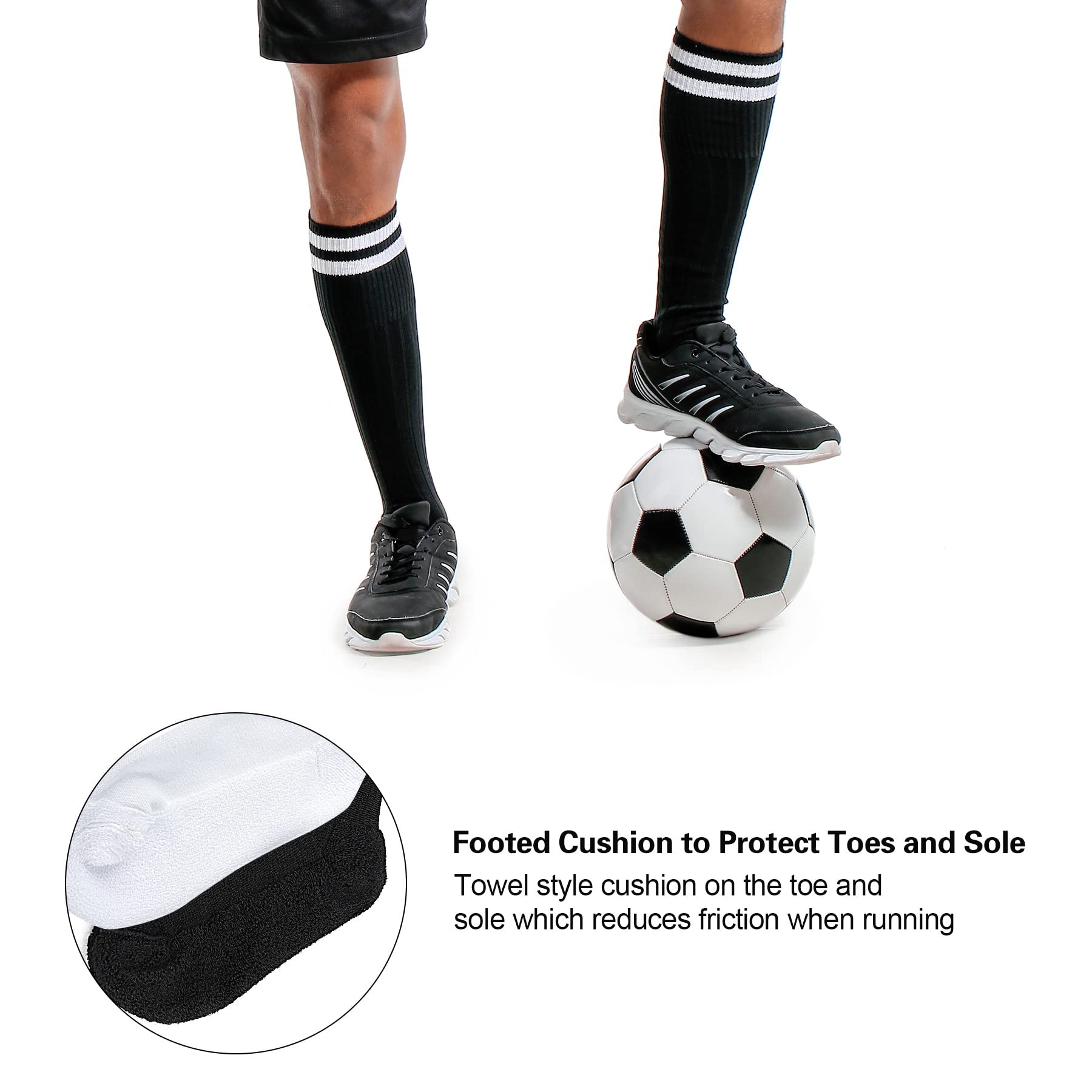 FPAKDH 2 pares de calcetines de fútbol para niños de 7 a 13 años, transpirables, para entrenamiento deportivo, calcetines de fútbol para niñas y niños