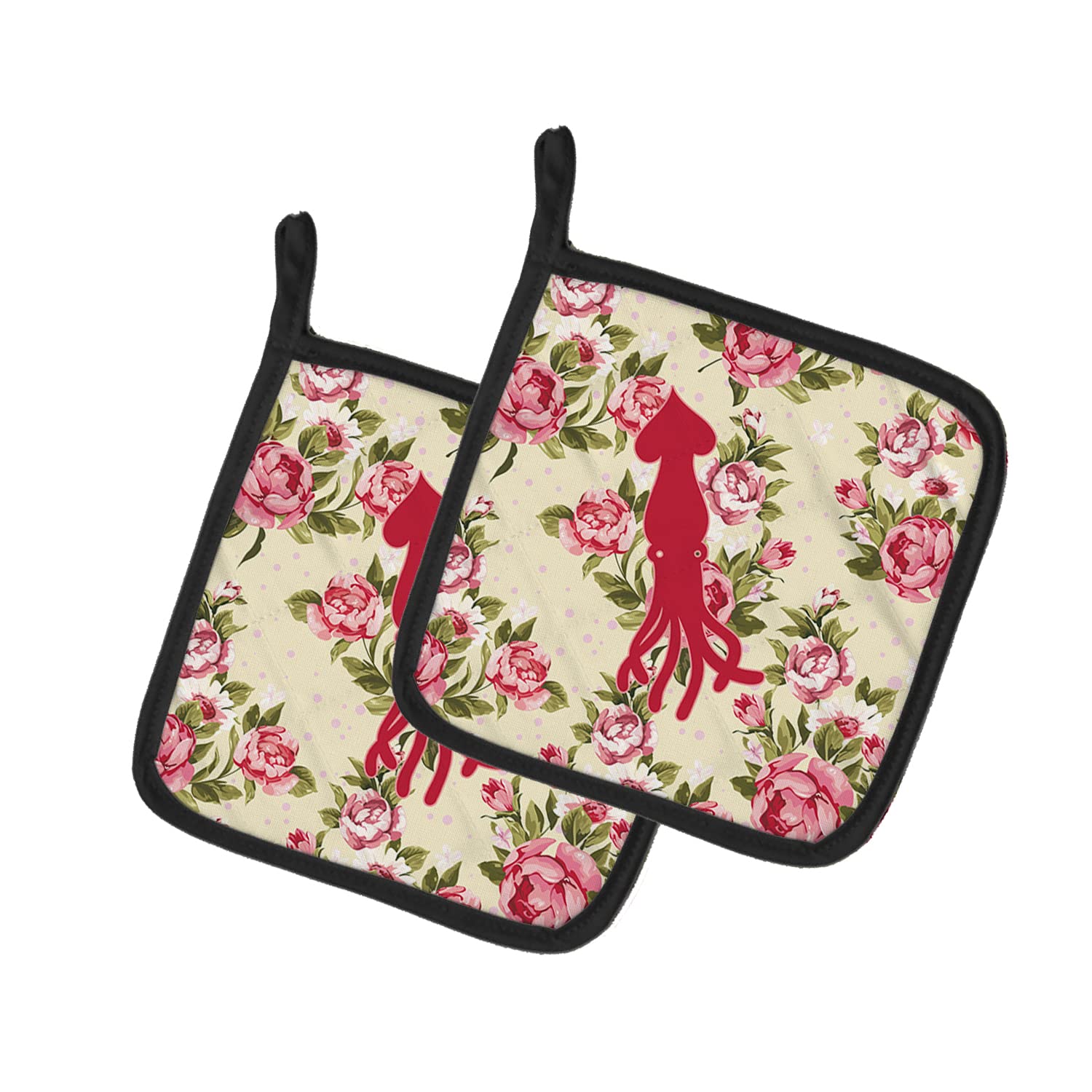 Agarradores para ollas de cocina resistentes al calor modelo BB1096 con diseño floral alegre