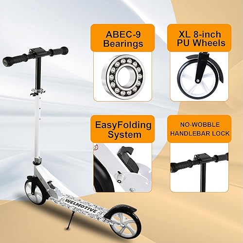 Miniatura 4 de Kick Scooter for Kids Ages 6+, Teens & Adults, Adjustable Handlebars, Rear Brake, Big Wheel Foldable Scooter for Indoor & Outdoor