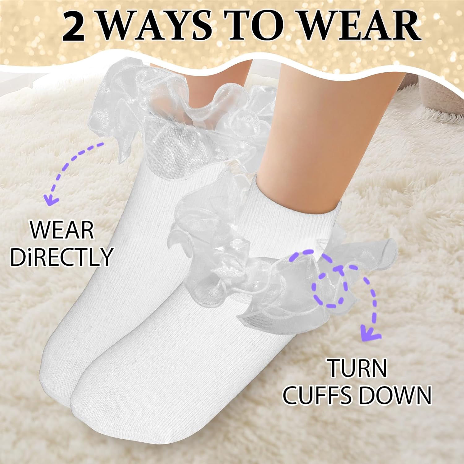 Girls Ruffle Socks Toddler Girl Frilly Dress Socks Double Lace Big Ruffles Fold Over Church Fancy Sock for Baby Kids - Image 7