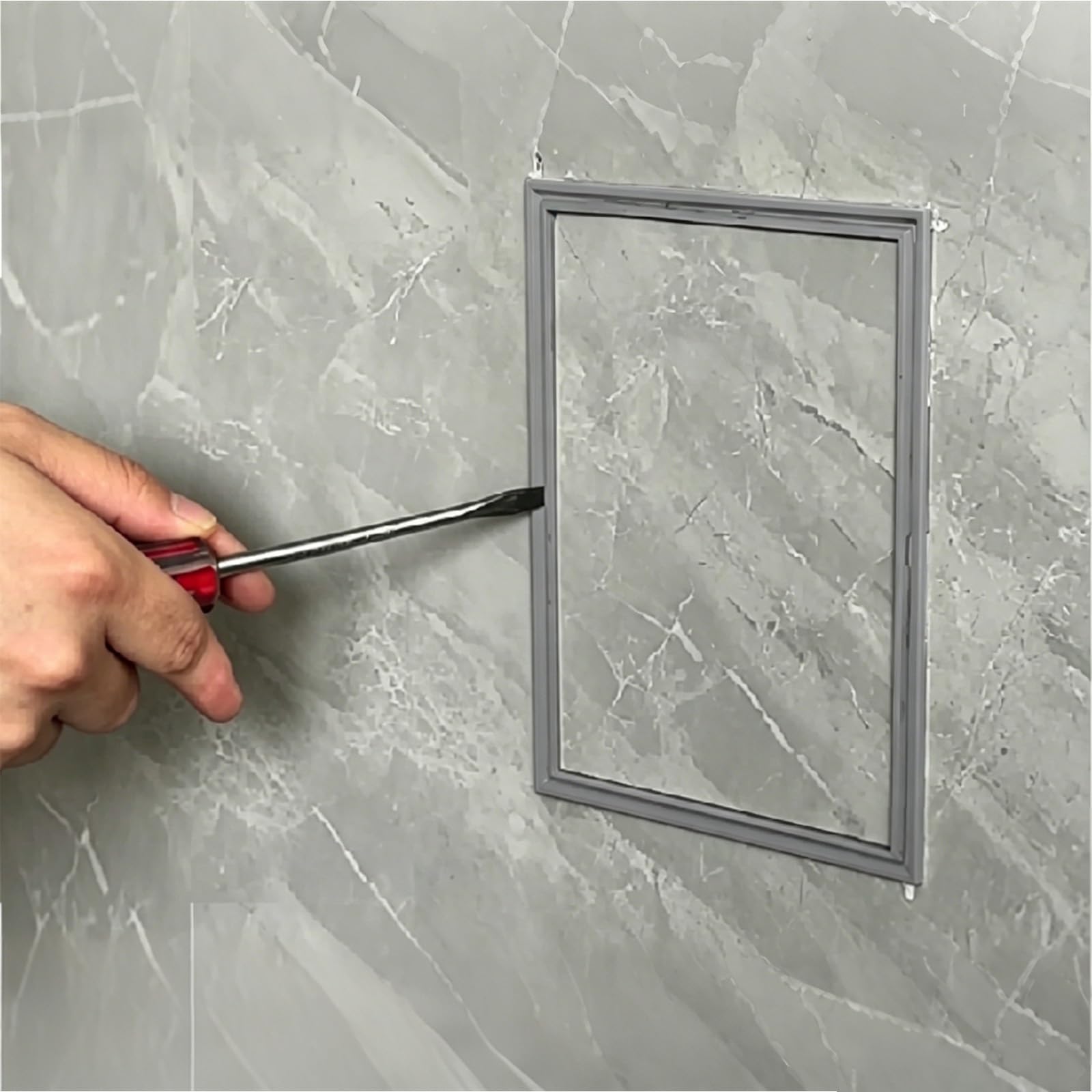 LZMZMQ Flush Mount Access Panel Frame with Door, Tile Ready Inspection Access Doors for Plumbing HVAC Duct Systems, Concealed Service Panel Cover(Gray,6x6/15x15cm)