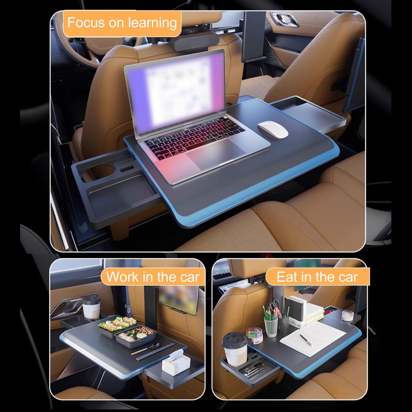 Klapptisch Auto Rücksitz, Tragbarer, Faltbarer Tabletttisch für das Auto, Zum Essen Und Arbeiten auf Roadtrips der Fondpassagiere, Multifunktionales