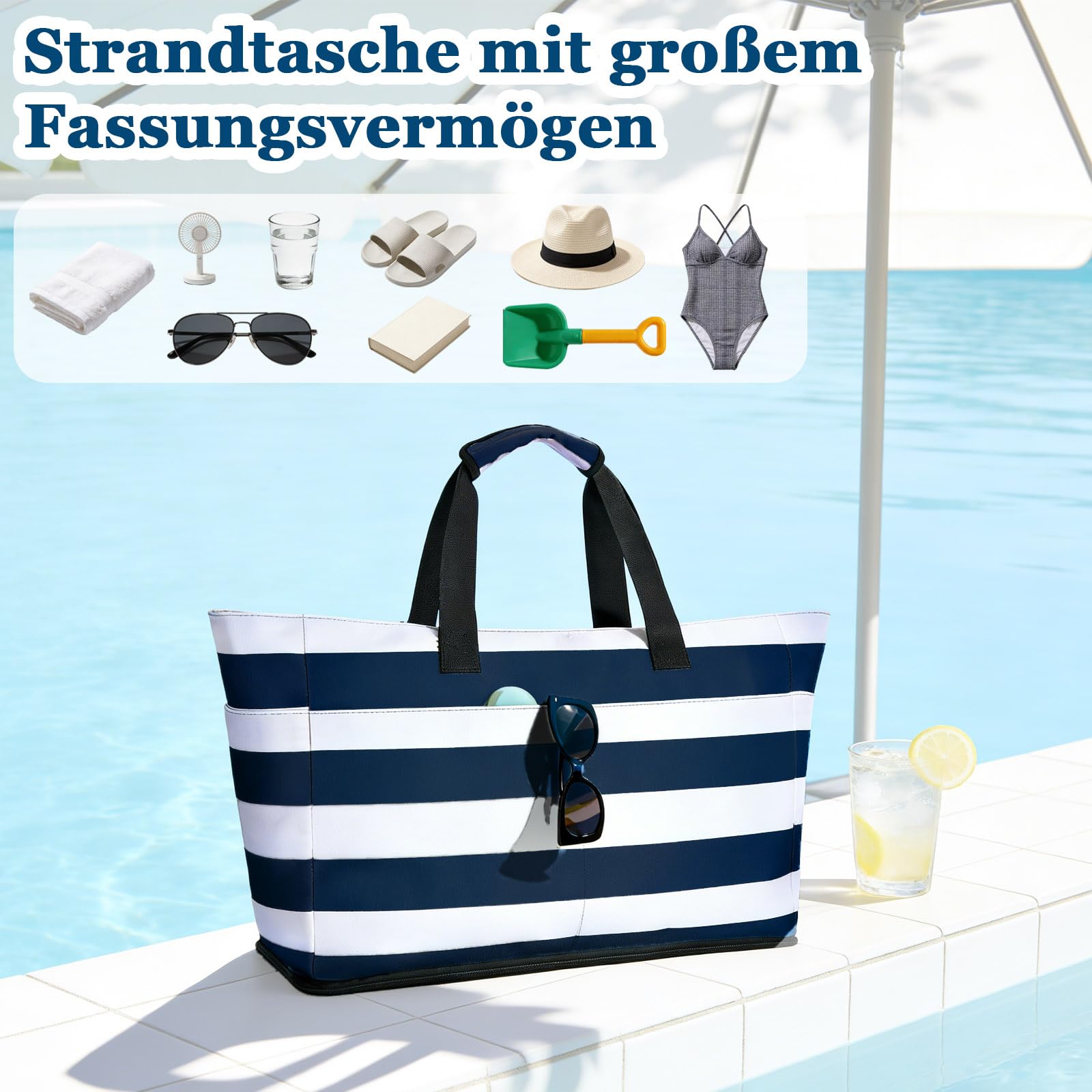 Bolsa de baño grande con cremallera, plegable, ultraligera