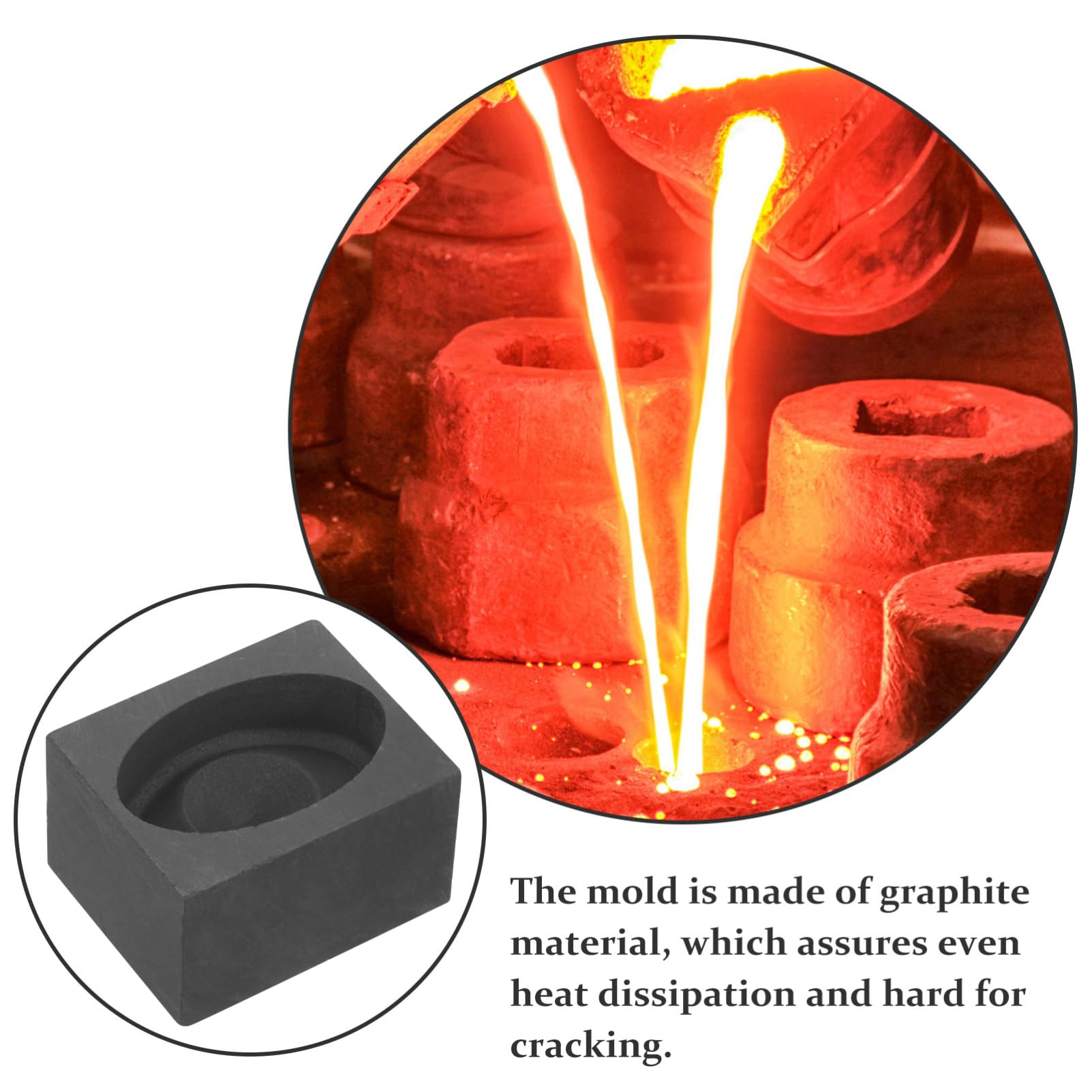 5 Stück Graphit Gussform Herzform für Gold Silber und Hochtemperaturbeständig Langlebig Einfach zu Bedienen für Gießarbeiten Labor und Schulprojekte