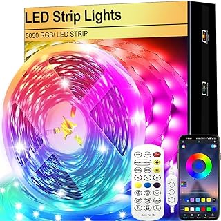 FOLAI LED Strip 2 m, USB, RGB, Timer-Einstellung, regelbar, Lichterkette mit Fernbedienung, Musiksynchronisation, Farbwechsel, für Beleuchtung, Schrankdekoration, Party