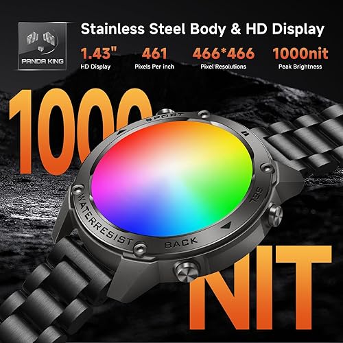 Miniatura 6 de Reloj inteligente con GPS para hombre, reloj inteligente militar resistente, brújula, resistente al agua hasta 164.0 ft, batería grande de 500 mAh,