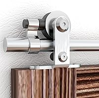 Vista 107 de TSMST Kit de herrajes para puerta corrediza de granero de 6 pies, riel de acero inoxidable de servicio pesado resistente con montaje superior