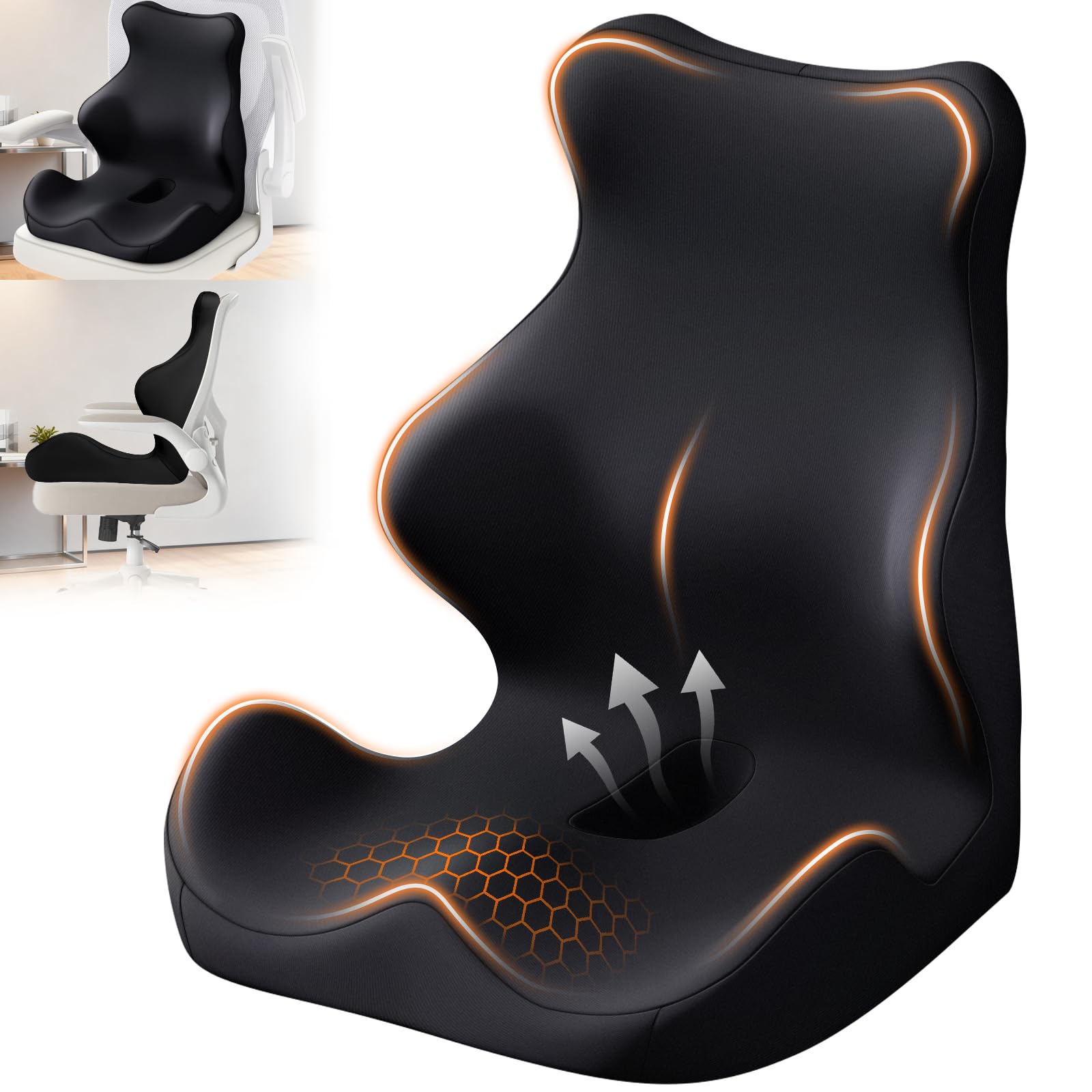 Photo 1 of Seat Cushion with Back Support,Lumbar Support Pillow for Office Chair,office chair cushion for Sciatica and Hemorrhoid Relief,Tailbone Pain?Memory Foam Seat Cushion with L-Shaped Ergonomic Design