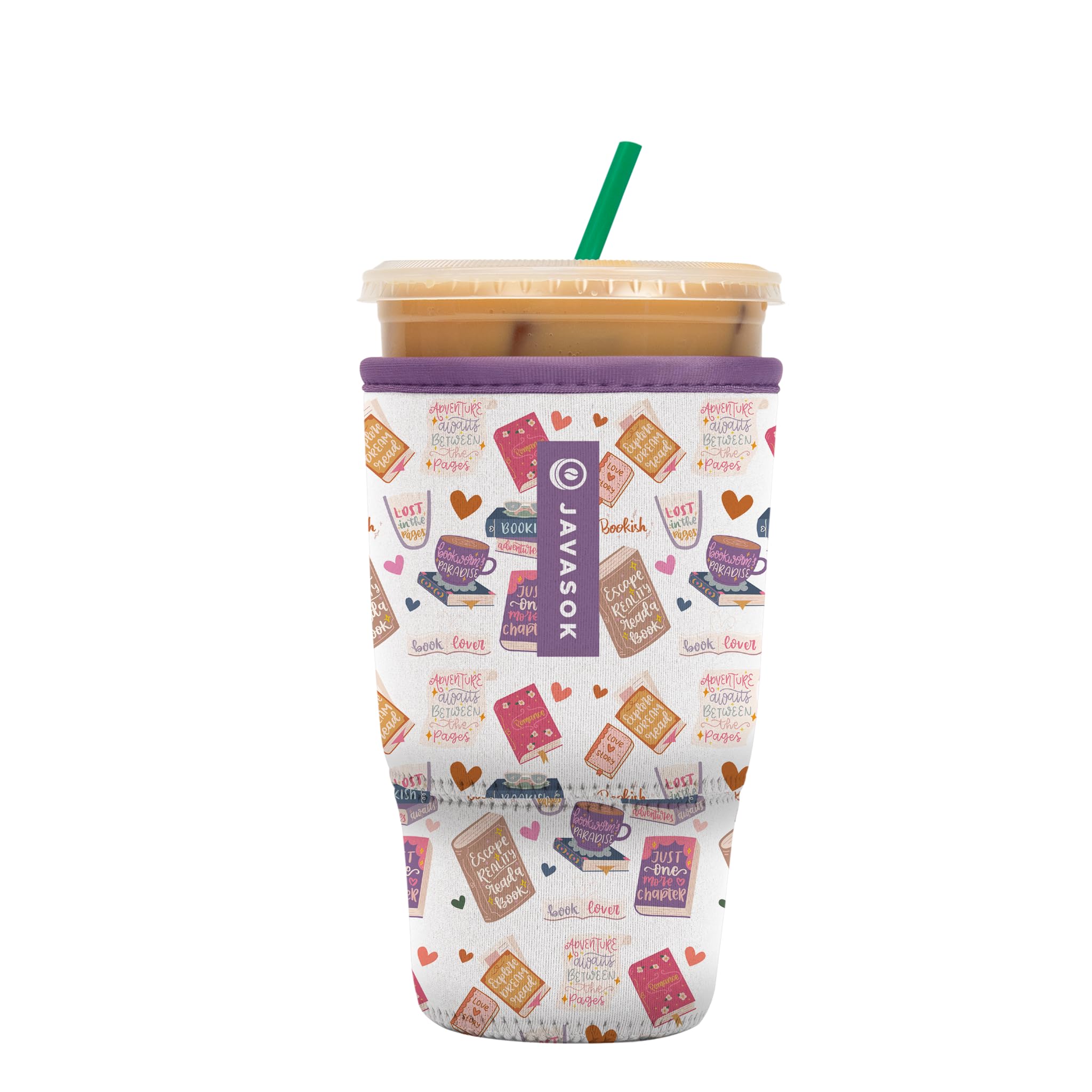 Sok It JavaSok Iced Coffee &amp; Cold Soda Insulated Neoprene Cup Sleeve (Just One More Chapter, Large: 30-32oz)