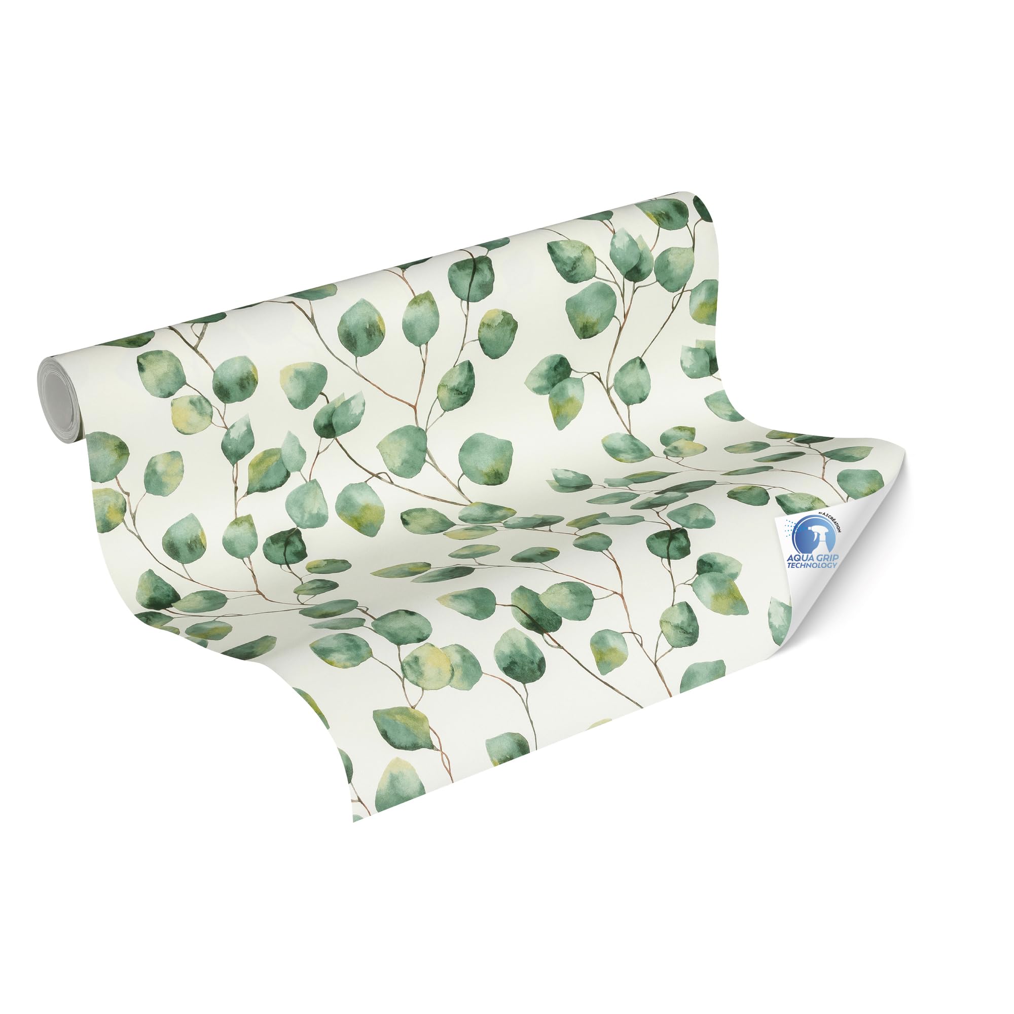 AS Creation Green Leaves Wallpaper White Nature Watercolor Botanical Eucalyptus