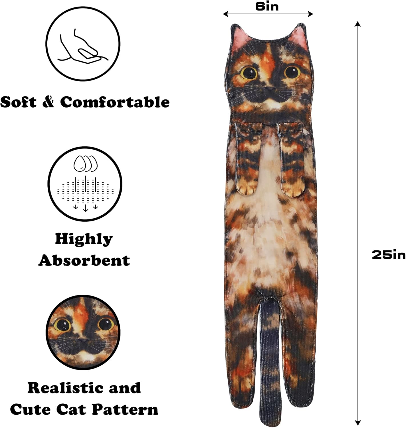 Cat Funny Hand Towels for Bathroom Kitchen- Cute Decorative Kitten Decor Hanging Face Towels- Unique Housewarming Valentines Mothers Birthday Gifts for Women Mom Cat Lovers - Image 7