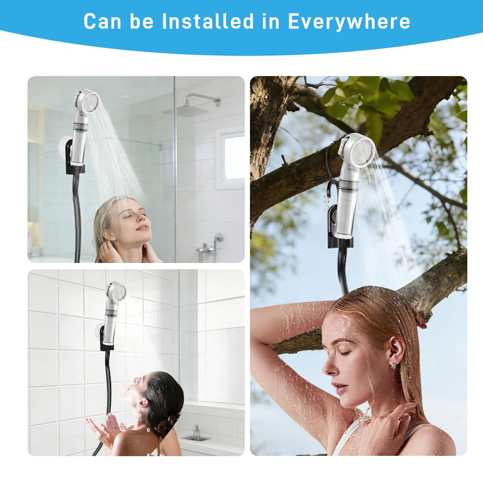 Ducha portátil al aire libre,con Pantalla LED digital de temperatura y corriente, batería 8000mah,ipx8 impermeable y carga usb,adecuada para senderismo/camping,playa,mascotas, al aire libre