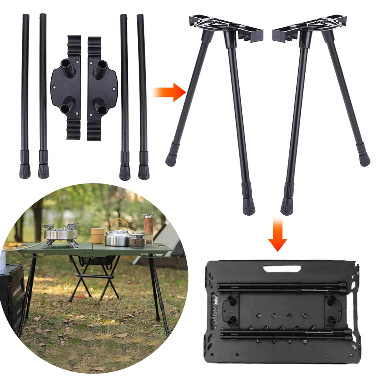 Opklapbare Tafelpoten Aluminiumlegering, Hoogte Verstelbare Opvouwbare Poten voor Campingtafel en Bureau, Lichte & Draagbare Tafelpoten voor Binnen en