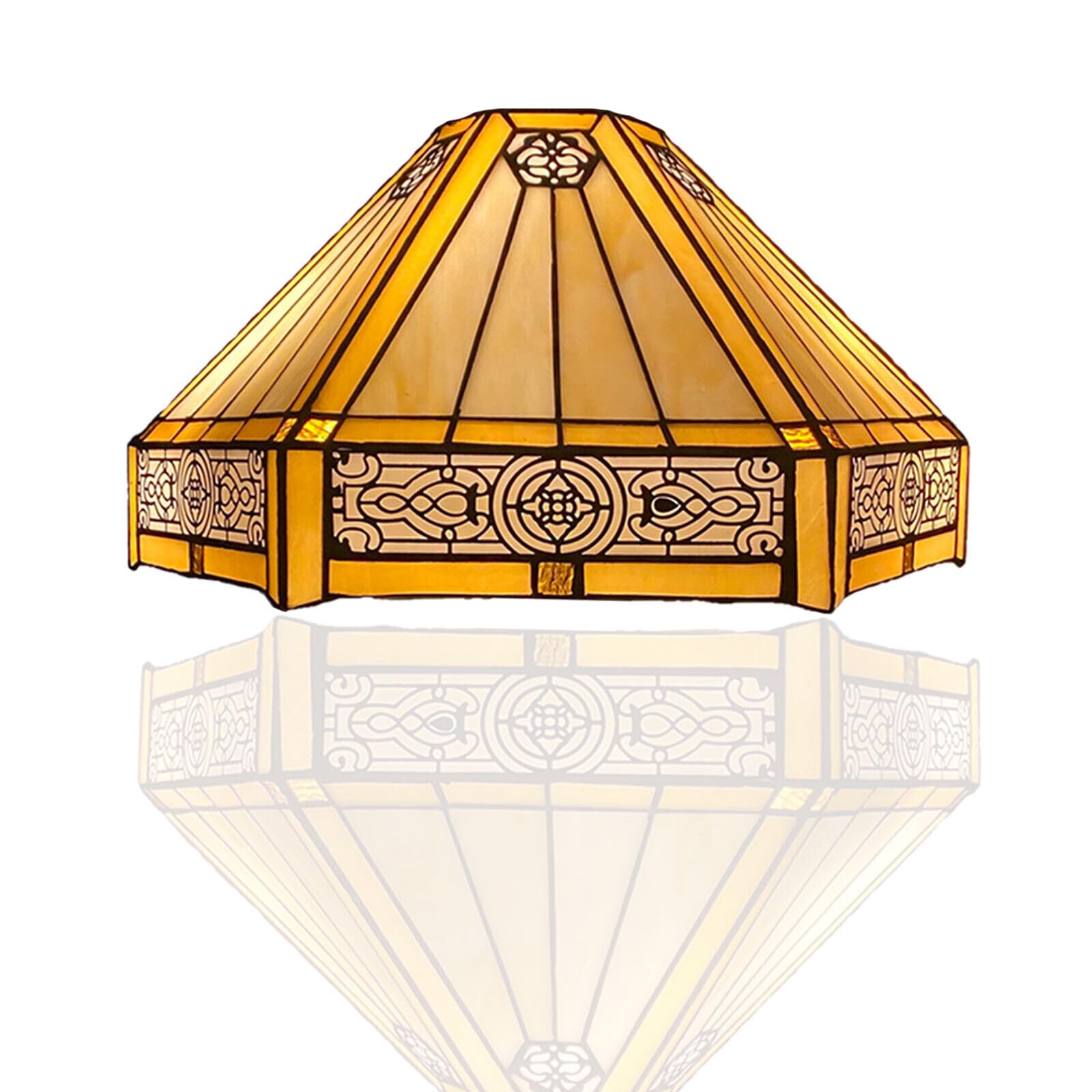 Auroh Tiffany Style Lamp 16 inch Handcrafted Yellow Hexagon Lampshade Antique Design Lamps for Living Room Decor Home Decor Shade ONLY (Accessories NOT Included) — image 1