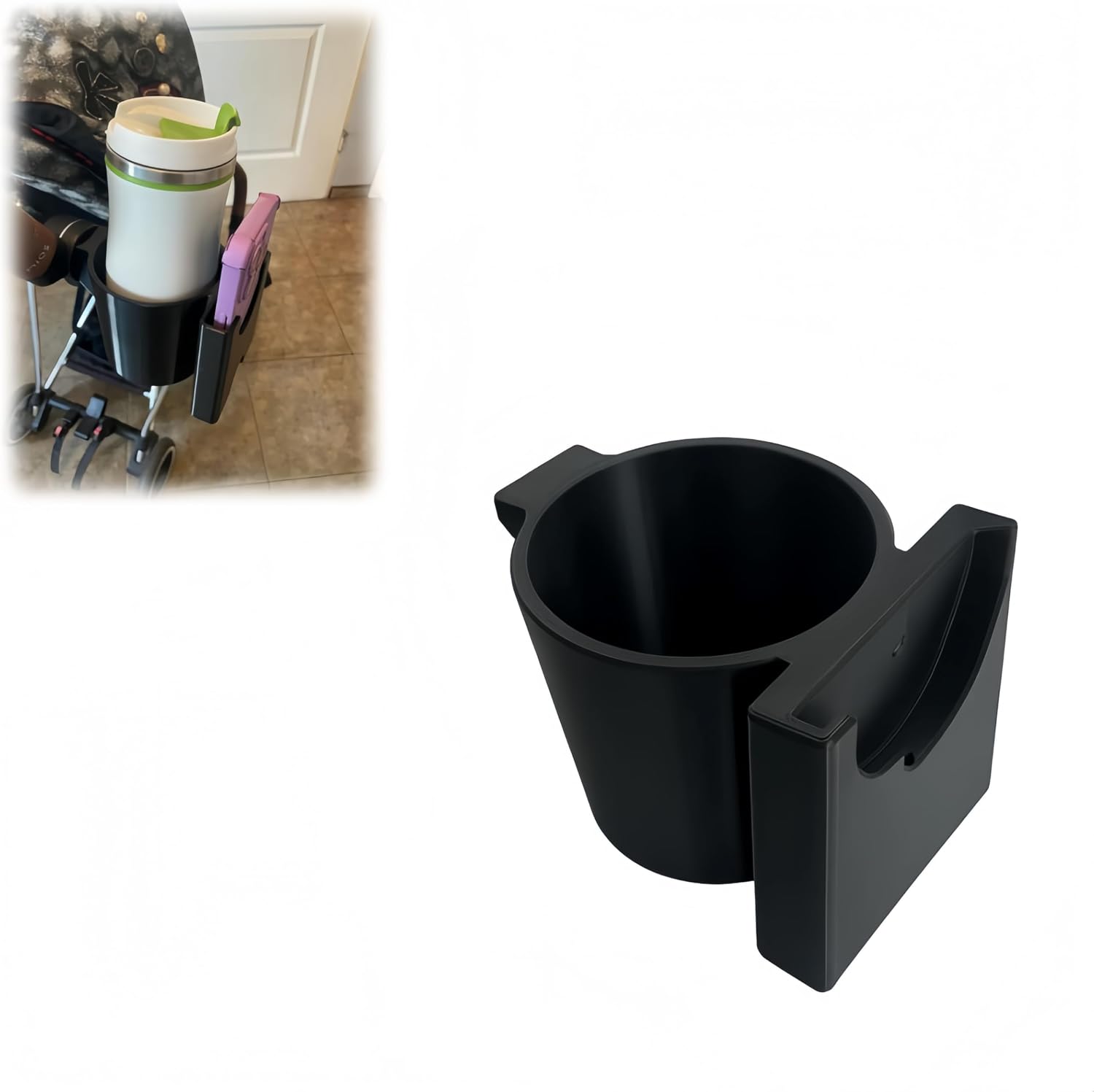 Stroller Cup & Phone Holder for Cybex – Lightweight, Durable & Ergonomic Design, Tool-Free Quick Assembly, Fits Most Cups/Bottles (Compatible with Priam, Mios, e-Priam & More)