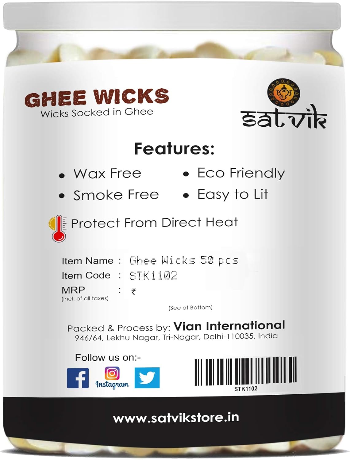 Craftsman 50 Pc Pure Ghee Wicks for Puja (Upto 30 Mins) Pooja Home and Mandir. Nitya Pujan Readymade Ghee DiyaJyoti Pujan Indian Housewarming Return Gift Items Accessories. Diwali Cotton Wicks