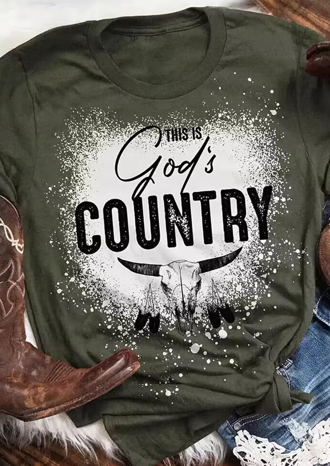 Country Music Tshirts Women Funny Rodeo Cowboy Shirts Vintage Graphic Shirt Casual Cowgirl T-Shirt Tops - Image 3