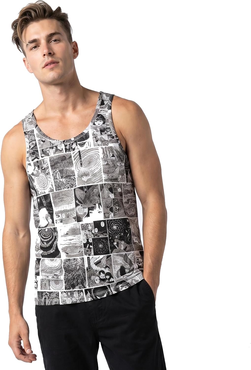 Ripple Junction Junji Ito Uzumaki Manga Anime Men's Graphic Print Tank Top Officially Licensed
