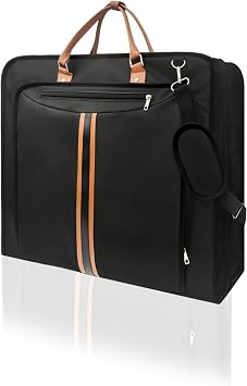 Garment Bags for Travel, Large Carry On Suit Bag for Hanging Clothes, Waterproof & Wrinkle Free with Shoulder Strap for Business, for Men and Women Black
