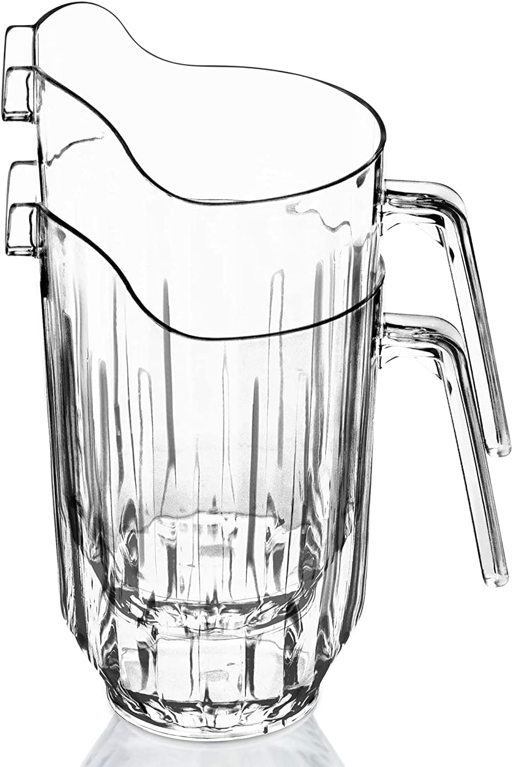 DecorRack 6 Crystal Clear Plastic Pitcher Beverage Dispenser with Pour Spout Shatterproof Catering and Restaurant Serveware for Cold Drinks, Water, Lemonade, Beer, and Sangria, 56 Ounce (6 Pack)