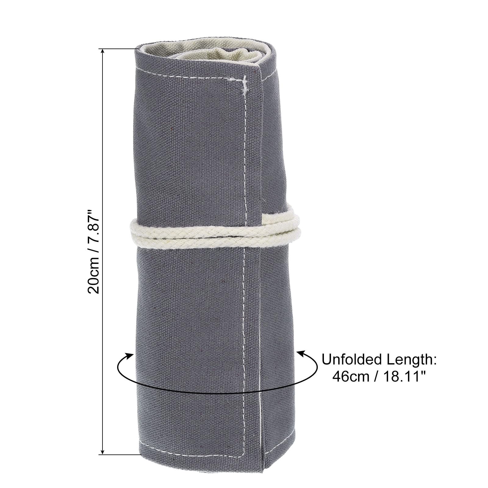 PATIKIL Handmade 36 Slots Roll Up Pencil Case, Canvas Pencil Wrap Pouch Pen Holder Organizer for Artist Drawing Coloring Sketching Gray - Image 2