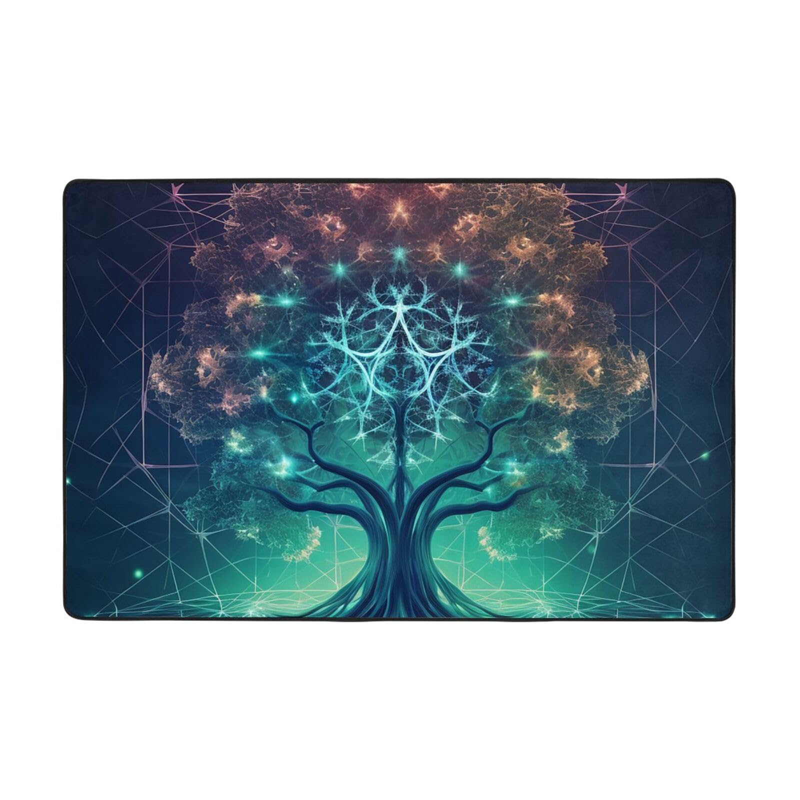 Tapis de sol salon vintage lavable avec motif arbre iconique pour chambre et entrée