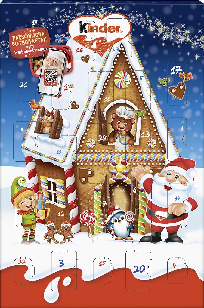 Kinder Mix Adventskalender 2025, Schokolade, Mini Eier und 2 Hohlfiguren, Geschenk zu Weihnachten und Adventszeit, 151 G, 1 Count