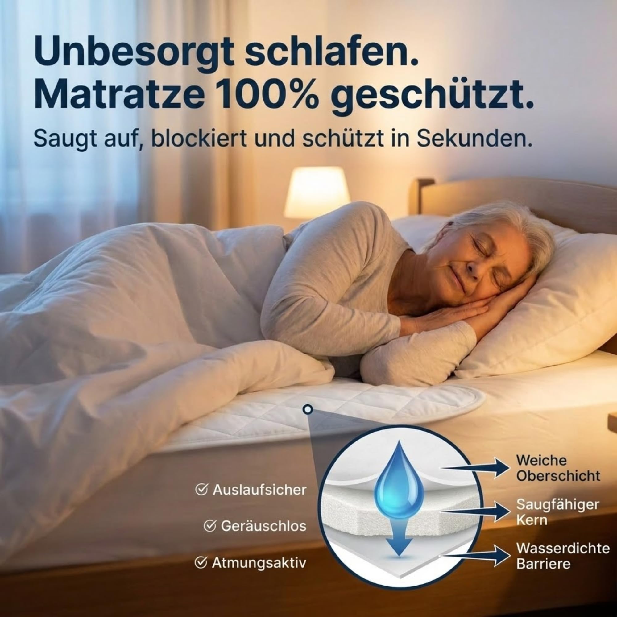 Bettauflagen für Erwachsene mit Flügeln (2er-Pack) – Matratzenschoner 135x85 cm, 4-lagig, waschbar, wasserdicht, saugfähig und wiederverwendbar, Matratzenschutz bei Inkontinenz