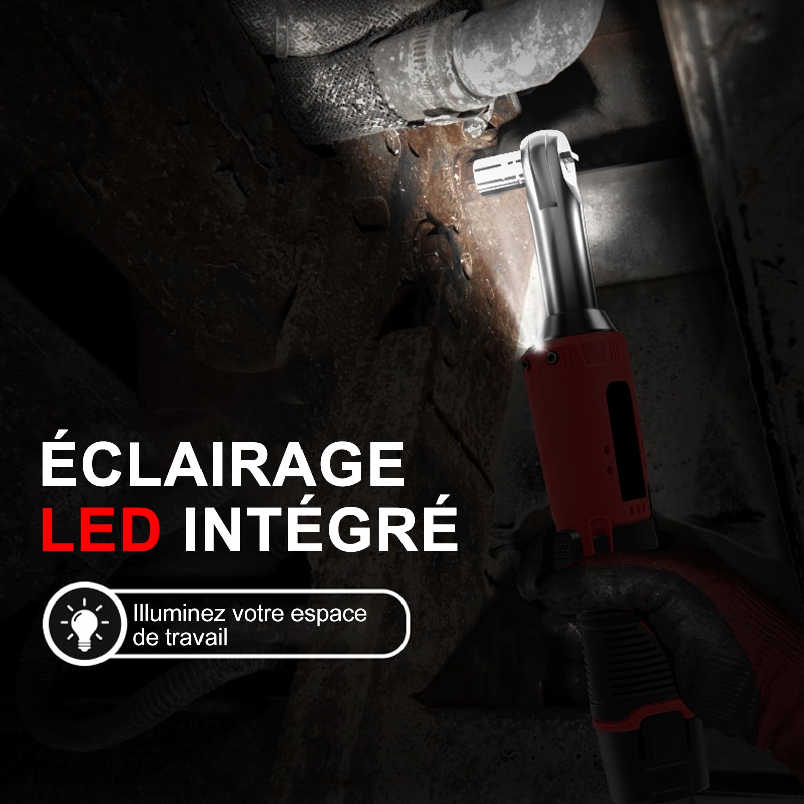 3/8" Clé à Choc Electrique Sans Fil 35N.m, 2x12V Batteries 1,5Ah