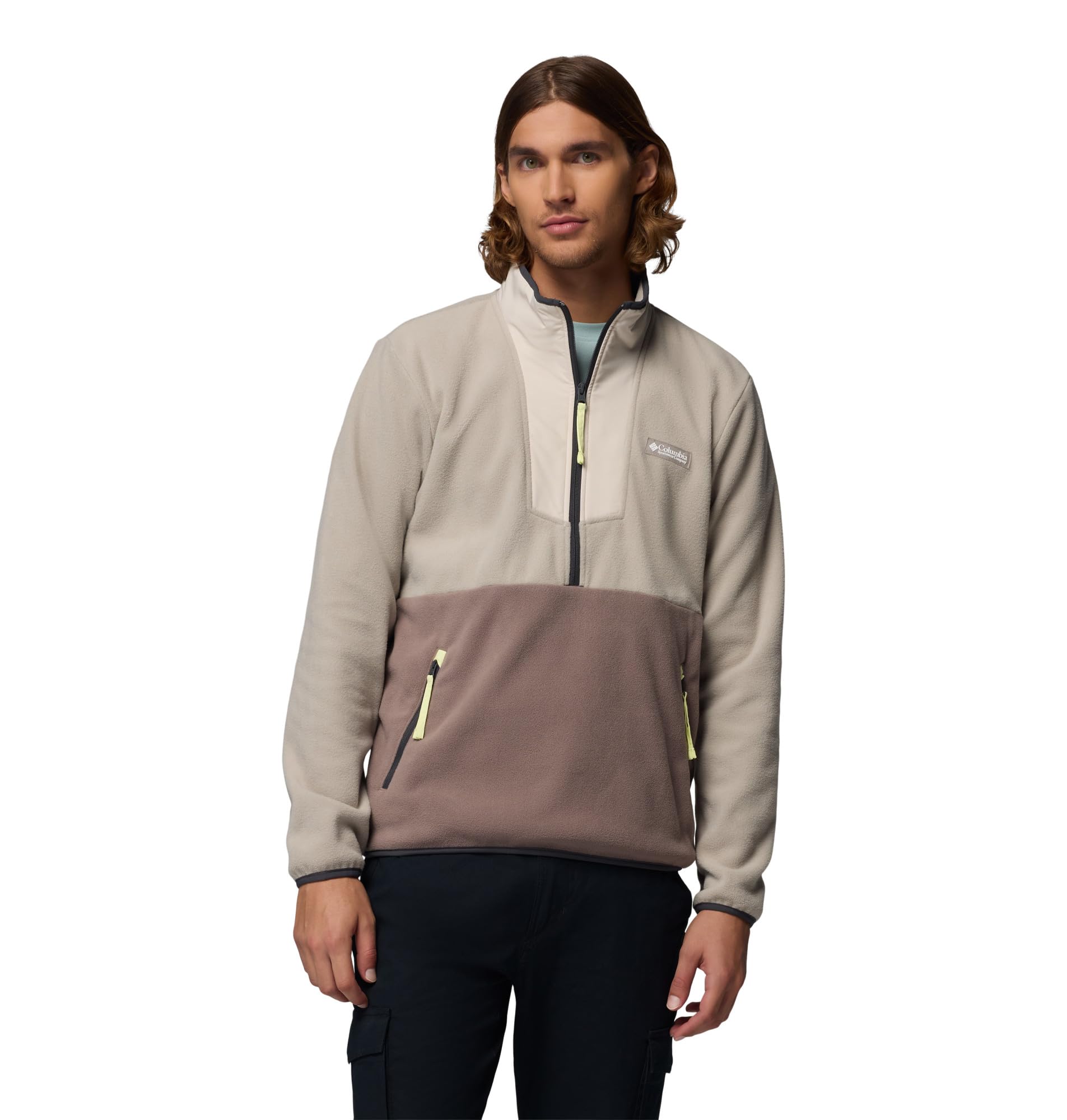 Columbia Men's Beige Sequoia Grove Half Zip Fleece - Flint Grey/Iron/Dark Stone - L
