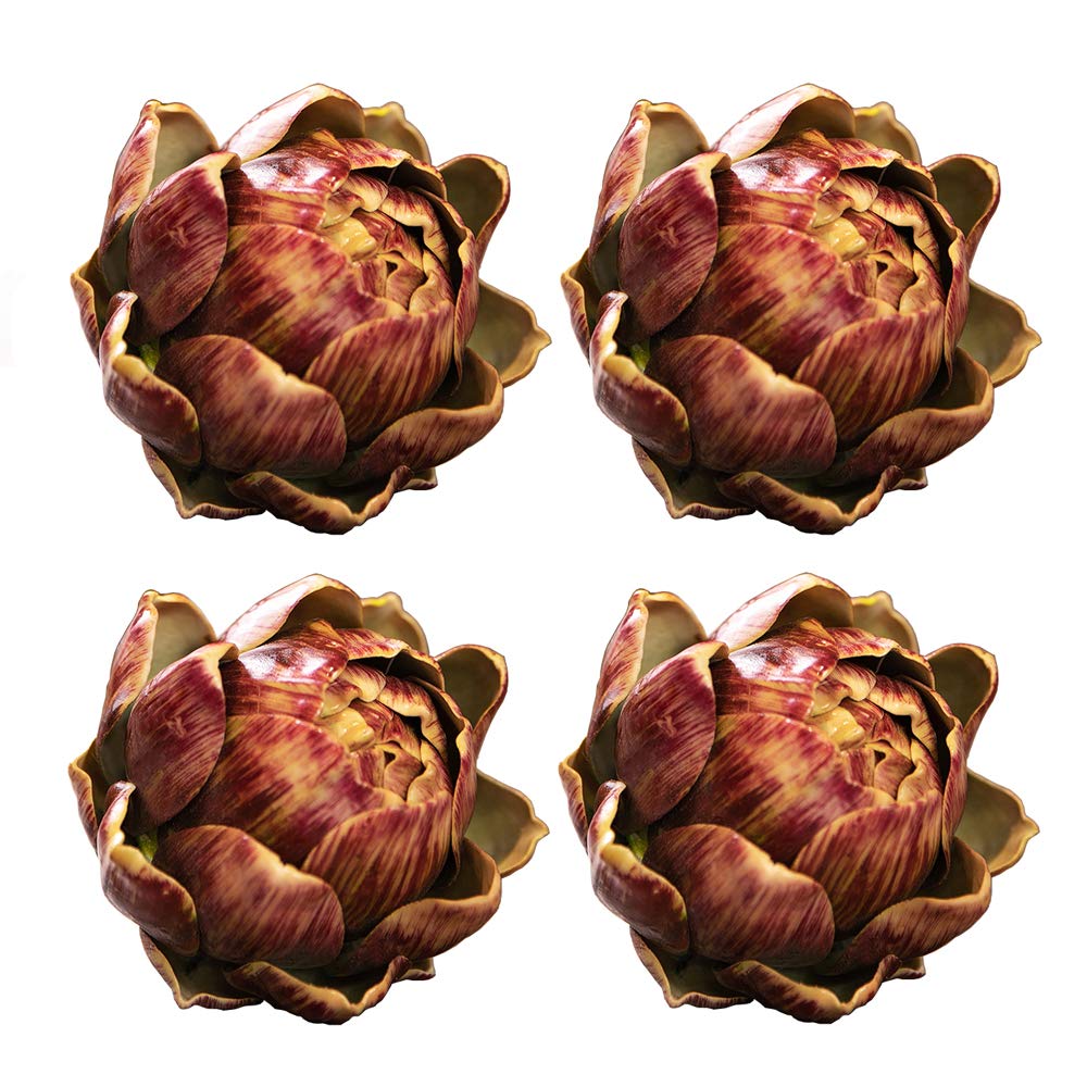 Li Hua Cat4pcs Lifelike Artificial Artichoke Realistic Decorative Vegetables for Hand Made Home, Kitchen, Party Decor (RED, L)