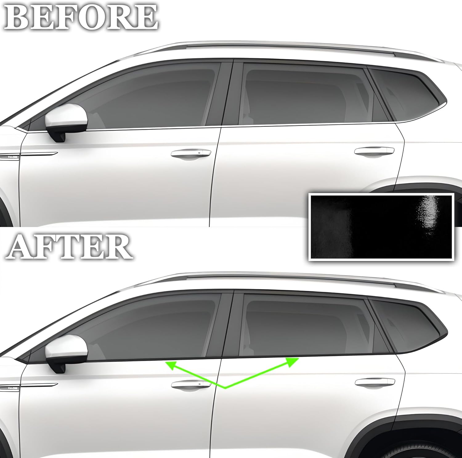 BOGAR TECH DESIGNS for Volkswagen Taos 2022-2026 Side Window Chrome Delete – Precut Vinyl Trim Overlay, Gloss Black Blackout Appearance