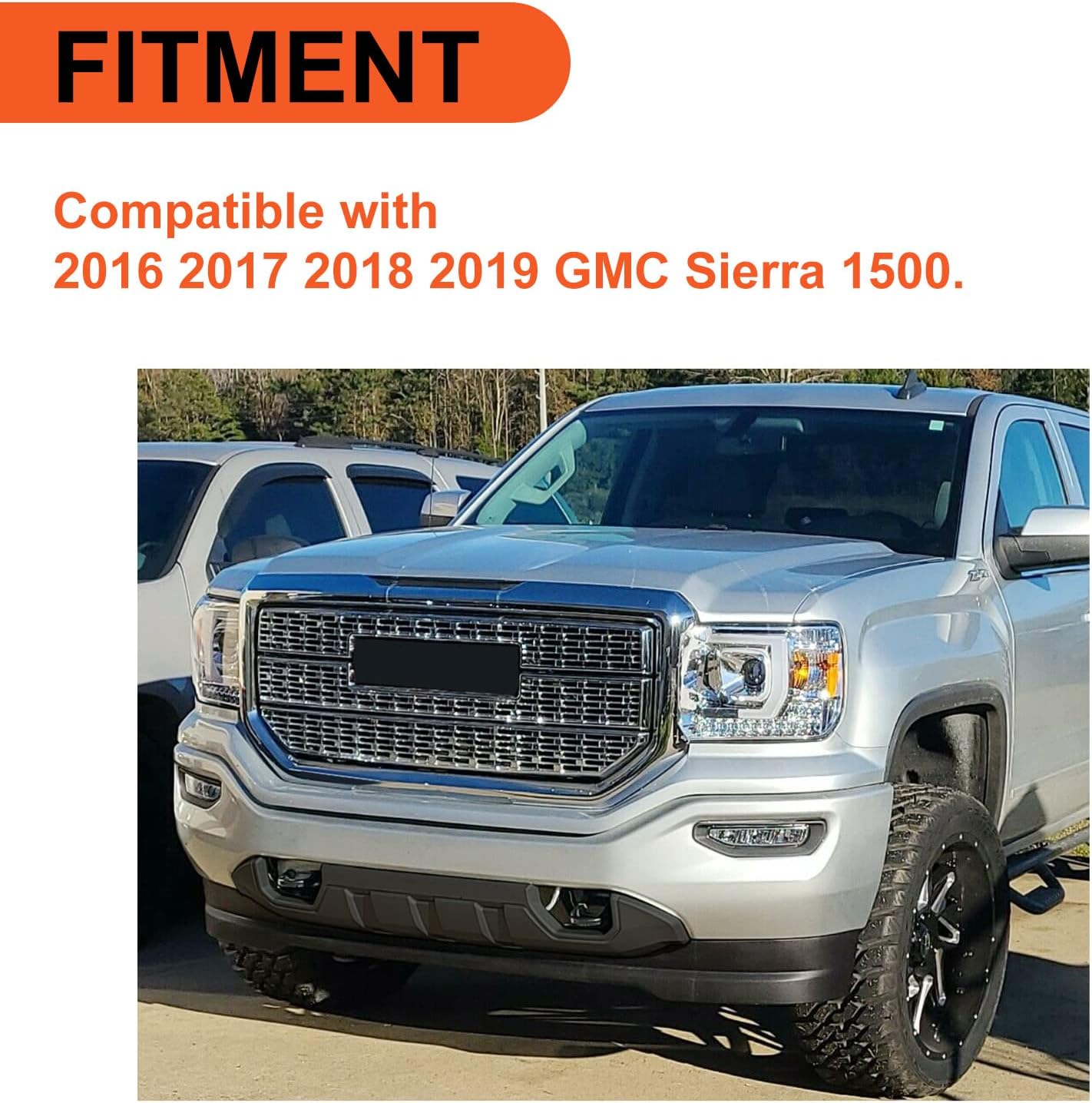 ECOTRIC Front Bumper Skid Plate Compatible with 2016-2019 GMC Sierra 1500 Bumper Valance Panel Replace for 23243494 GM1015123 23243493 Black