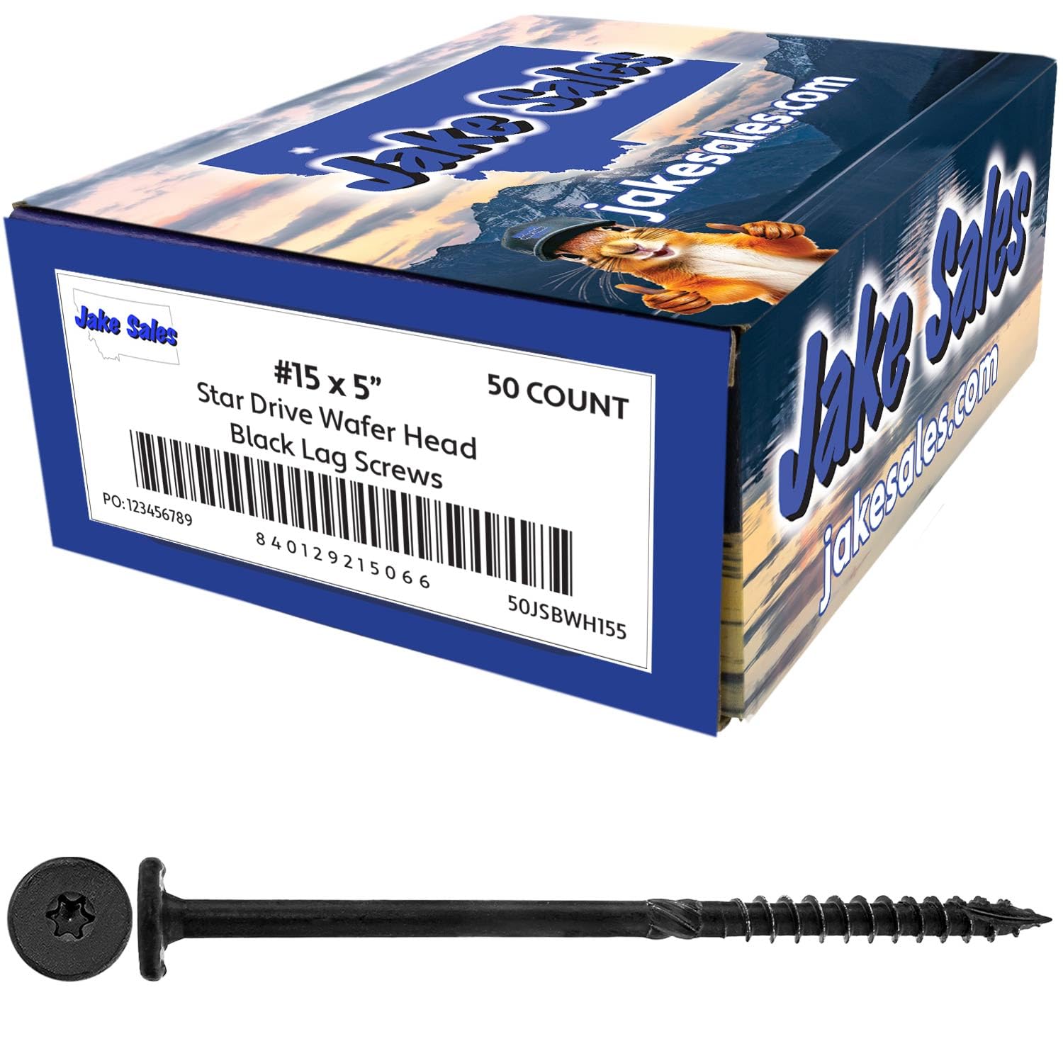 Jake Sales 15x5 Black Wafer Head Structural Lag Screws. Used for Log Construction, Timber Framing, Laminated Beams and Pole Barns Among Other Uses. T-30 Torx/Star Drive (50 Count)