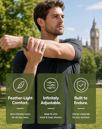 2 Pack Nylon Loop Replacement Straps for Hume Band, Adjustable Fitness Tracker Wristband Compatible with Hume Health Band, Silver Buckle Replacement Wrist Band for Women Men